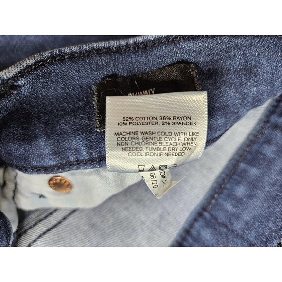 Express Jeans Womens 4 Short Blue Skinny High Rise Raw Hem Stretch Ankle Denim - Picture 8 of 13